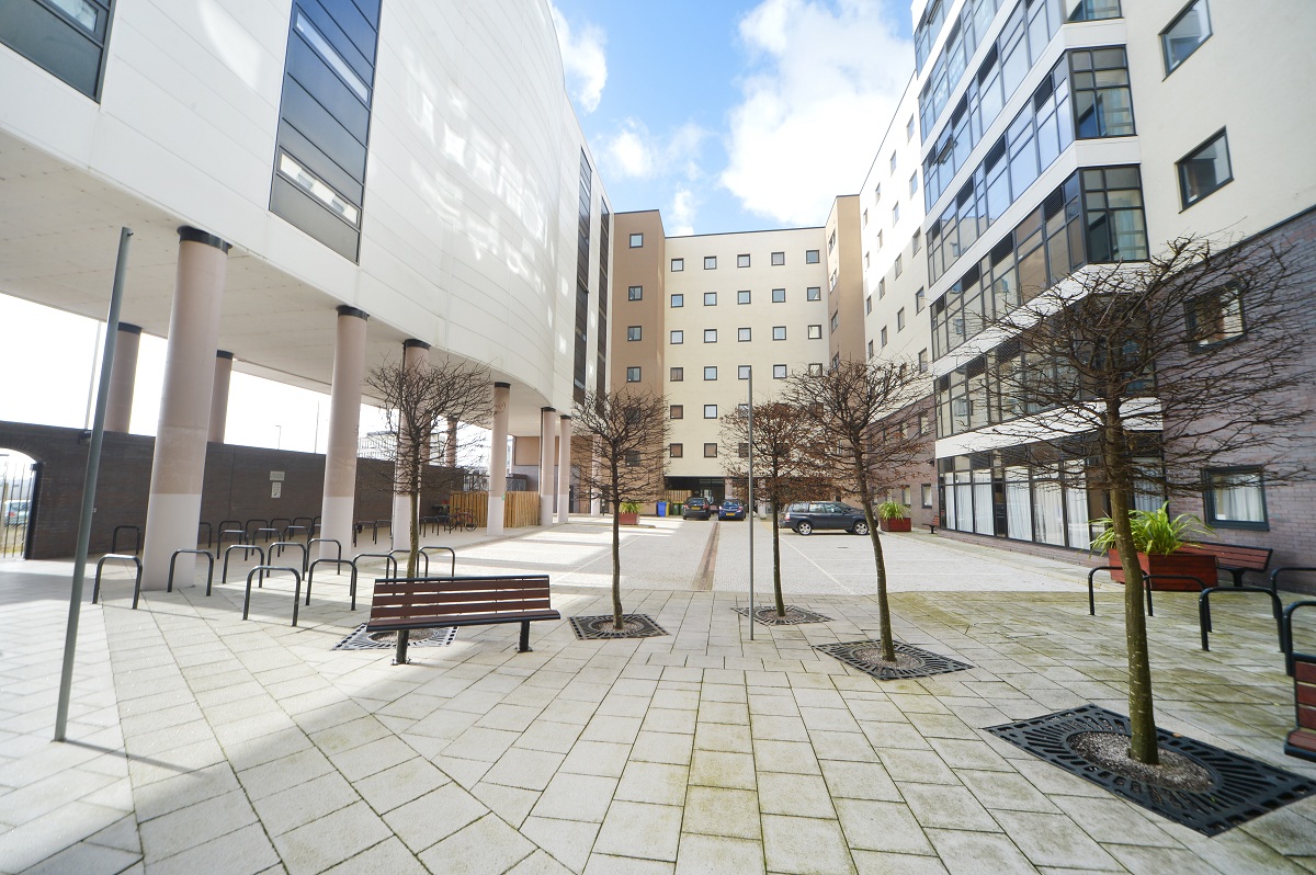 Pleasant courtyard with seating
